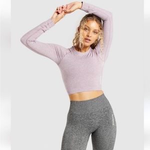 Medium Adapt Marl Seamless Crop Top - Light Purple NWOT
